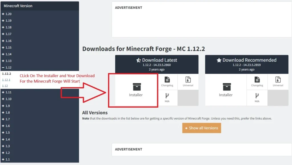 Minecraft Forge Installer Instructions using a Picture